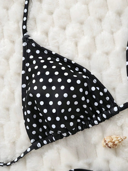 Swim Mod 2026 New Plus Size Women Polka Dot Print Swimwear Top, Cute Casual Daily Wear