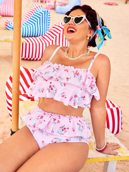 Swim Mod 2026 New Plus Size Women's Sexy Bikini Set, Digital Print, Adjustable Detachable Straps, Beach Party Swimwear