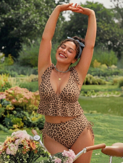 Swim Mod 2026 Spring/Summer Hot-Selling New Fresh Digital Print Sexy Bikini 2-Piece Swimsuit With Detachable Padding, Hollow Back Design, Cute Bow Tie, Wide Shoulder Straps, Flattering Under-Bust Cove