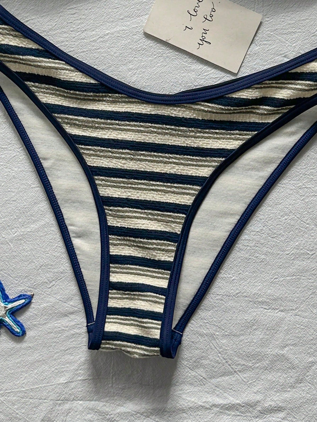Swim Mod Blue And White Stripe Women Swimsuit Set,Bikini Two Pieces,Textured Adjustable Strap,Summer,Coastal,Holiday,Pool Party,Beach Sporty Casual Swimwear