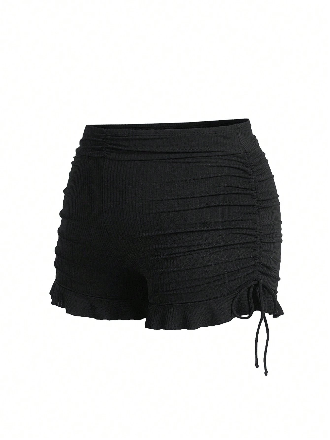Swim Mod Plus Size Swimwear In Sweet & Cute Stripe Pattern With Special Fabric Black Tie & Ruffle Trim Bottom Summer