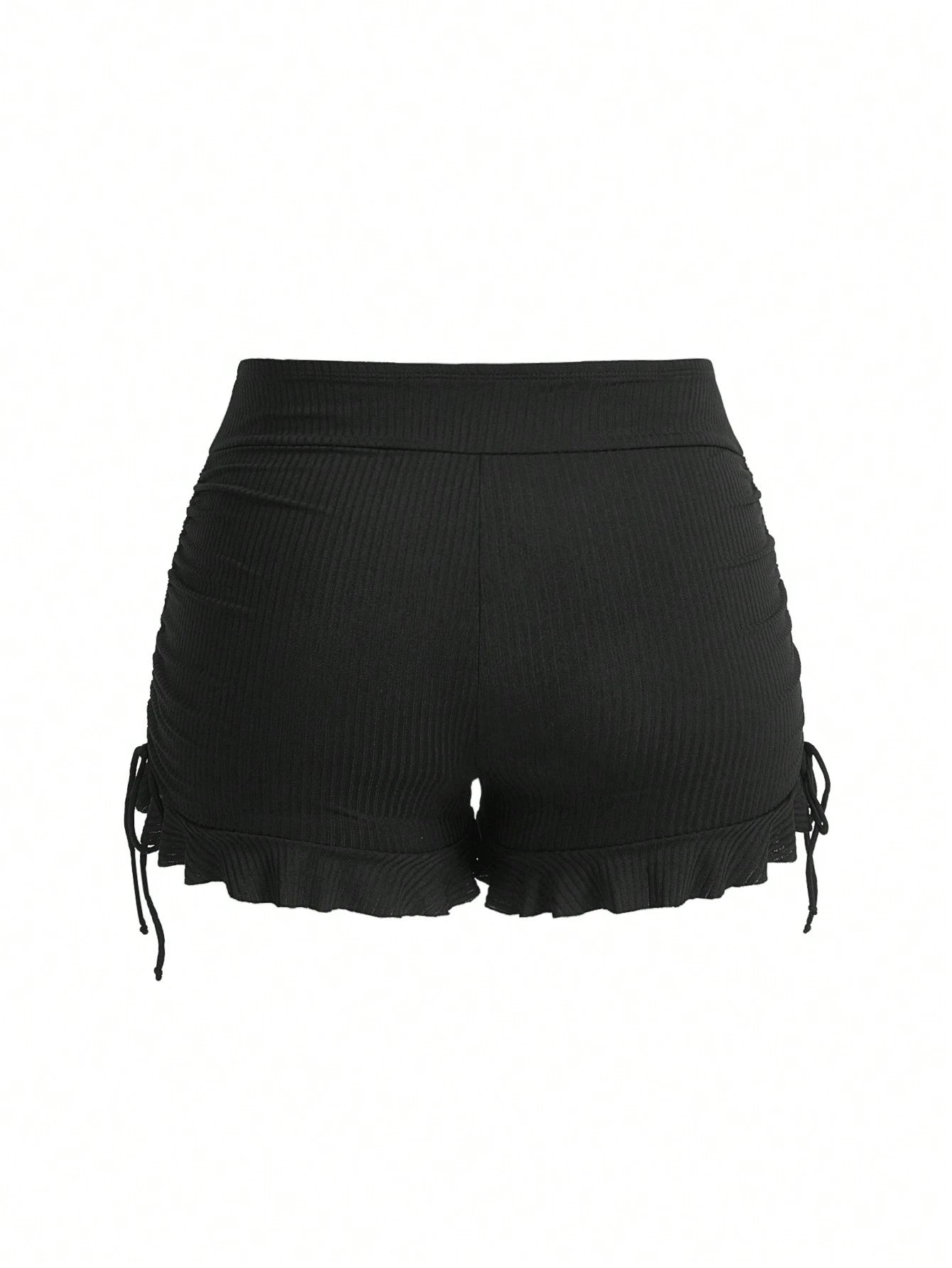 Swim Mod Plus Size Swimwear In Sweet & Cute Stripe Pattern With Special Fabric Black Tie & Ruffle Trim Bottom Summer