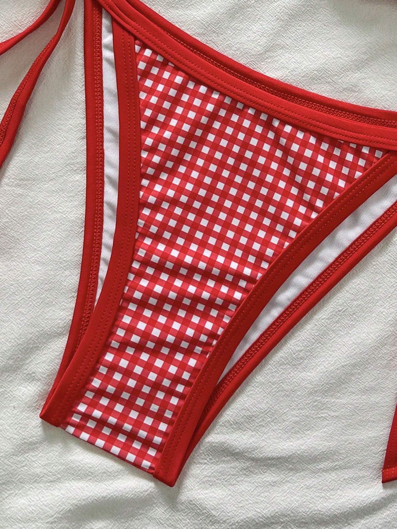 Swim Mod Plus Size Women Casual Beach Vacation Random Print Halter Neck Ring Design Cover Up, Gingham Bikini, Bikini Set, Bikinis Set