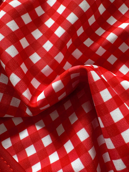 Swim Mod Plus Size Women Casual Beach Vacation Random Print Halter Neck Ring Design Cover Up, Gingham Bikini, Bikini Set, Bikinis Set
