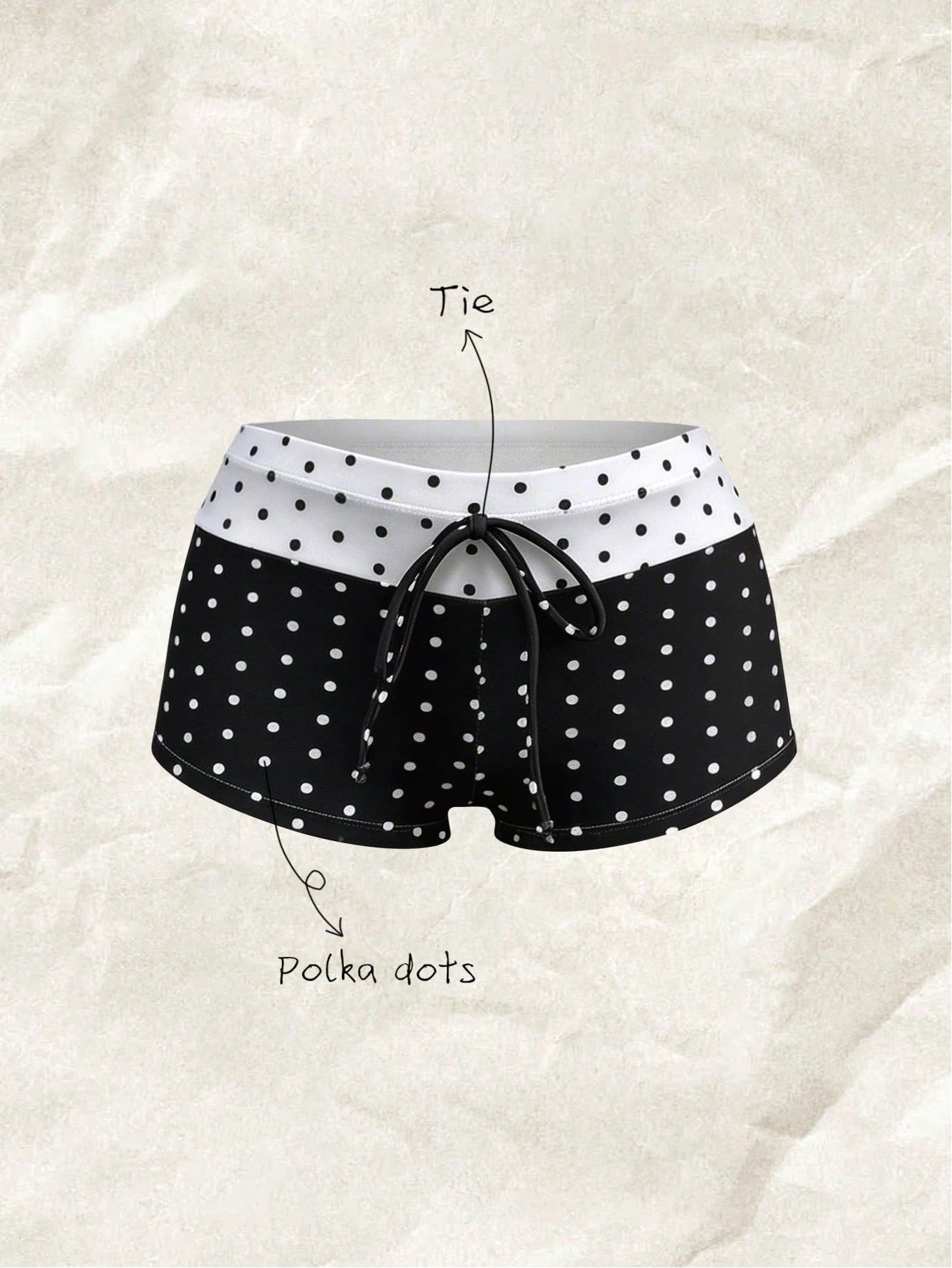 Swim Mod Plus Size Women's Summer Polka Dot Colorblock Swim Bottoms, Vacation Style Front Tie Design, Suitable For Beach Active Cycling Sport Pool Party