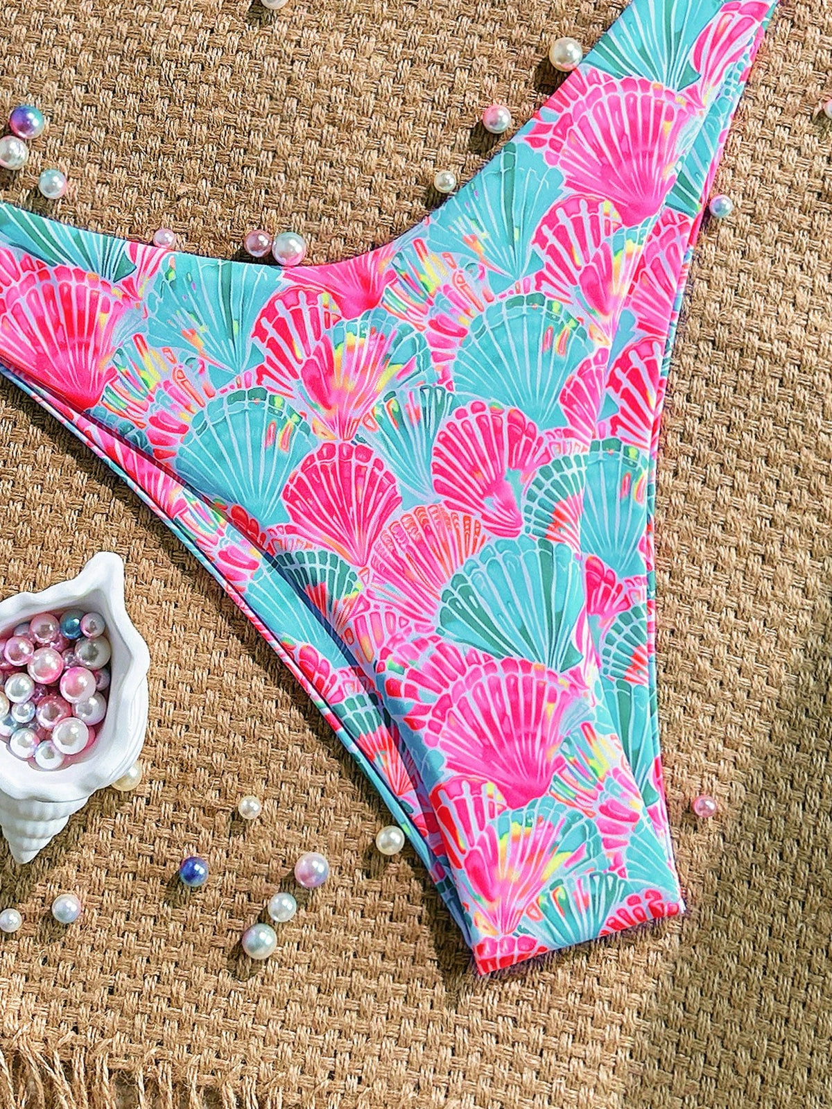 Swim Mod Summer 2 Pieces Outfits For Women- Spaghetti Strap Random Print Top And High Cut Swim Bottoms, Beach Holiday Bikini Set Pink Sexy Tropical
