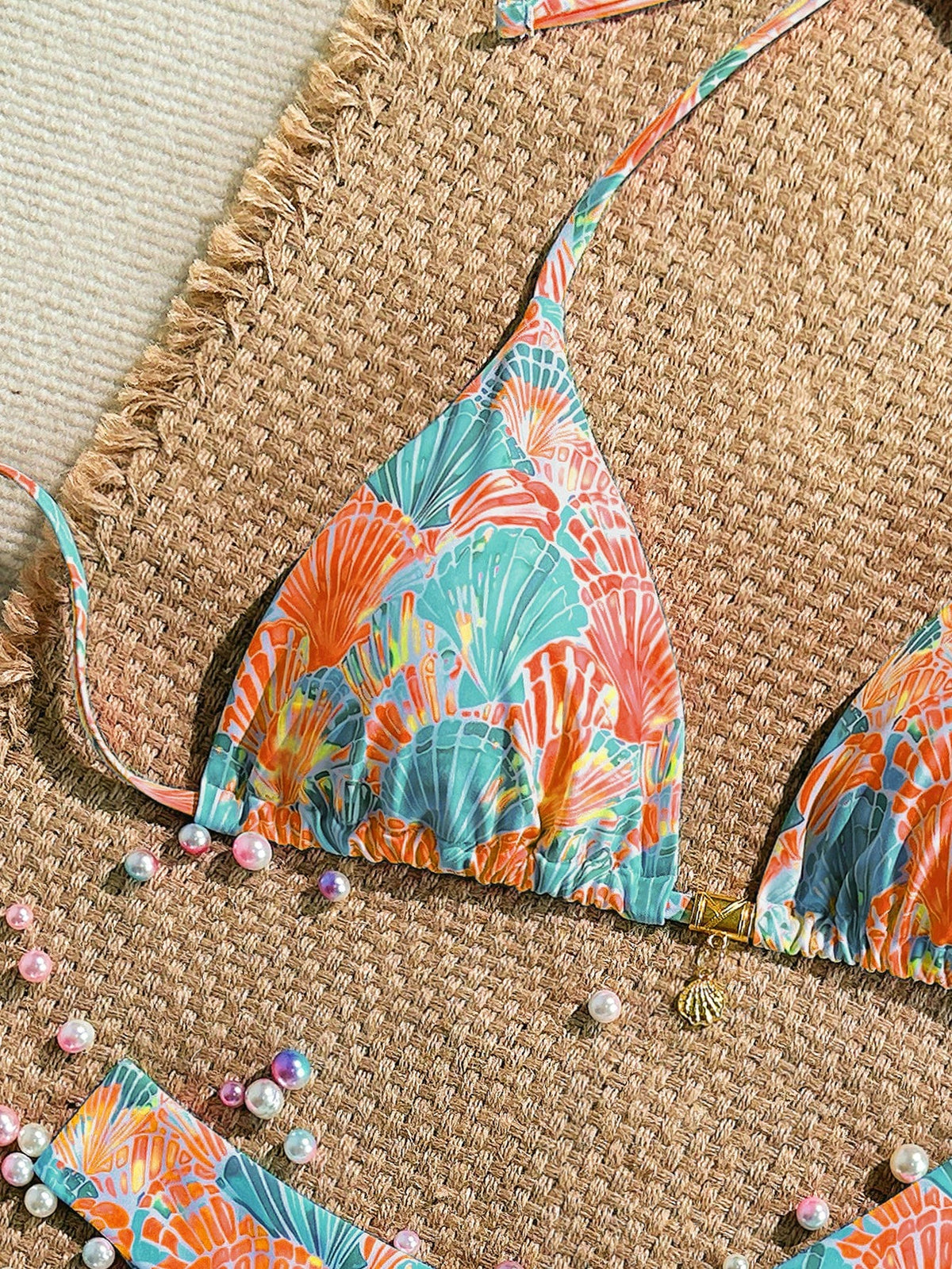 Swim Mod Summer 2 Pieces Outfits For Women- Spaghetti Strap Random Print Top And High Cut Swim Bottoms, Beach Holiday Bikini Set Pink Sexy Tropical