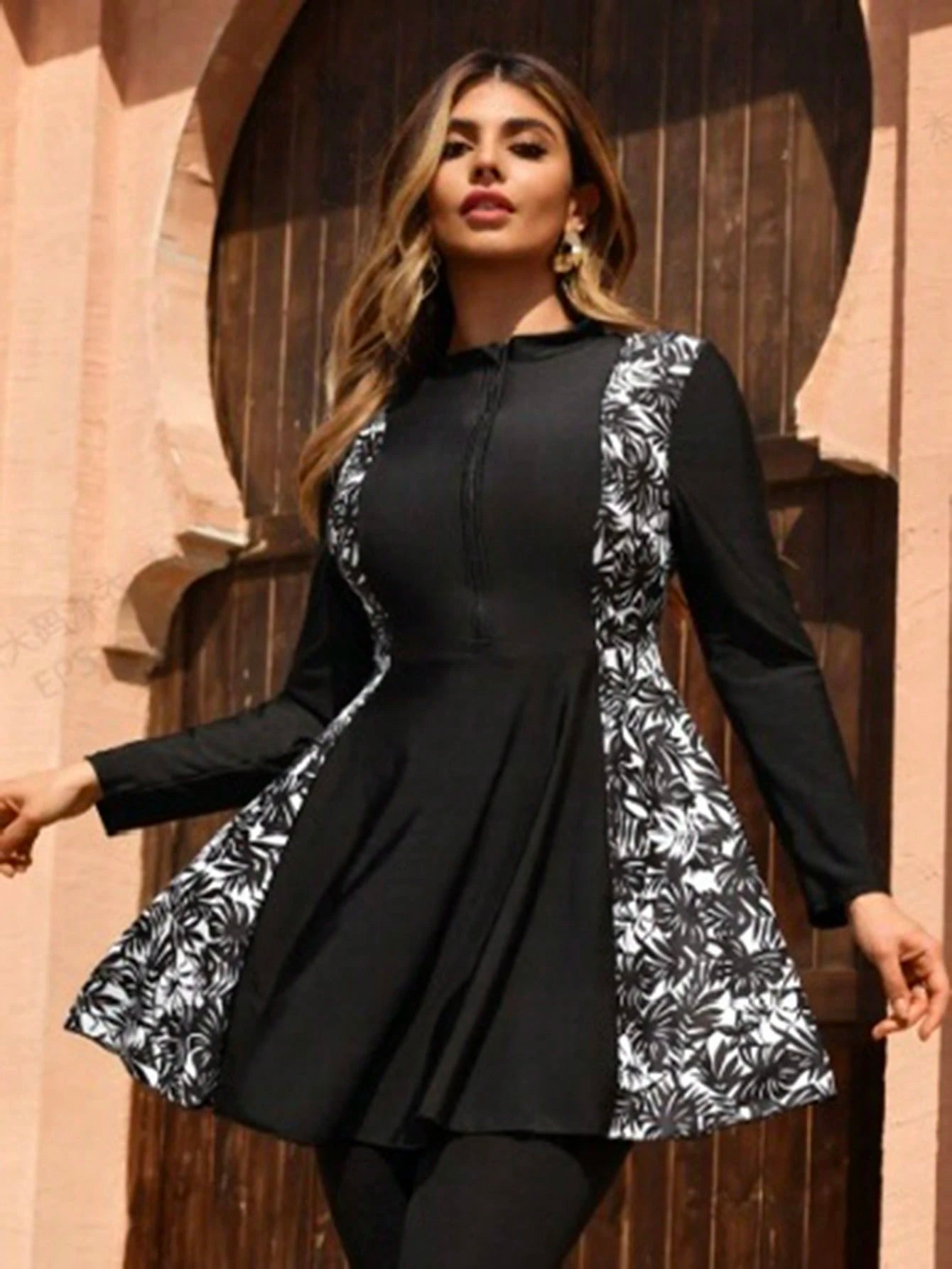 Swim Mulvari New Printed Plus Size Modest Middle Eastern Style Burkini Top 2026 Christmas New Year Party Beach For Women Casual