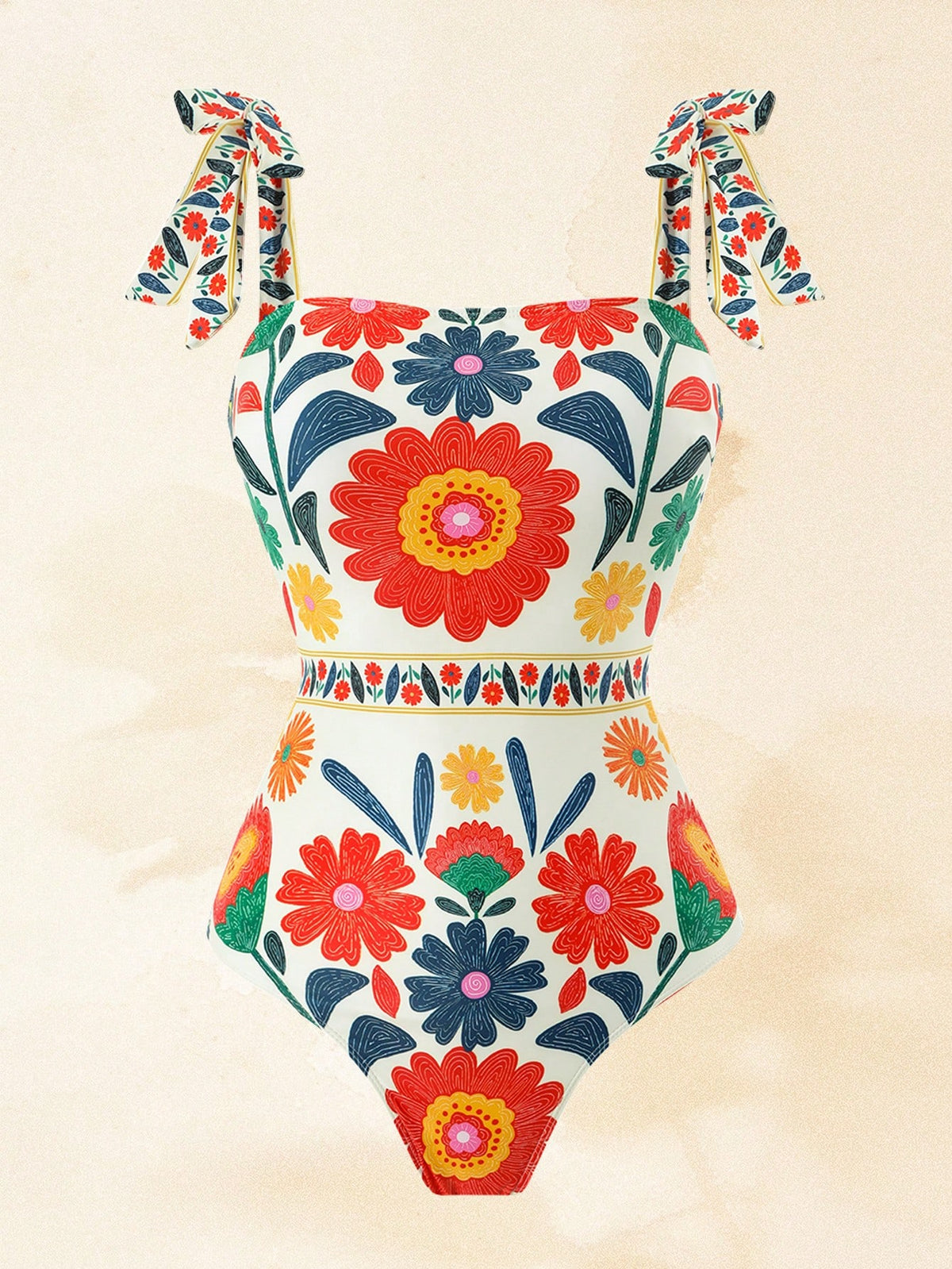 Swim Oasis 1pc Women's Black Bowknot & Floral Asymmetrical Skirt One-Piece Swimsuit, Fashion Casual Resort Wear, Suitable For Spring, Summer, Autumn, Winter