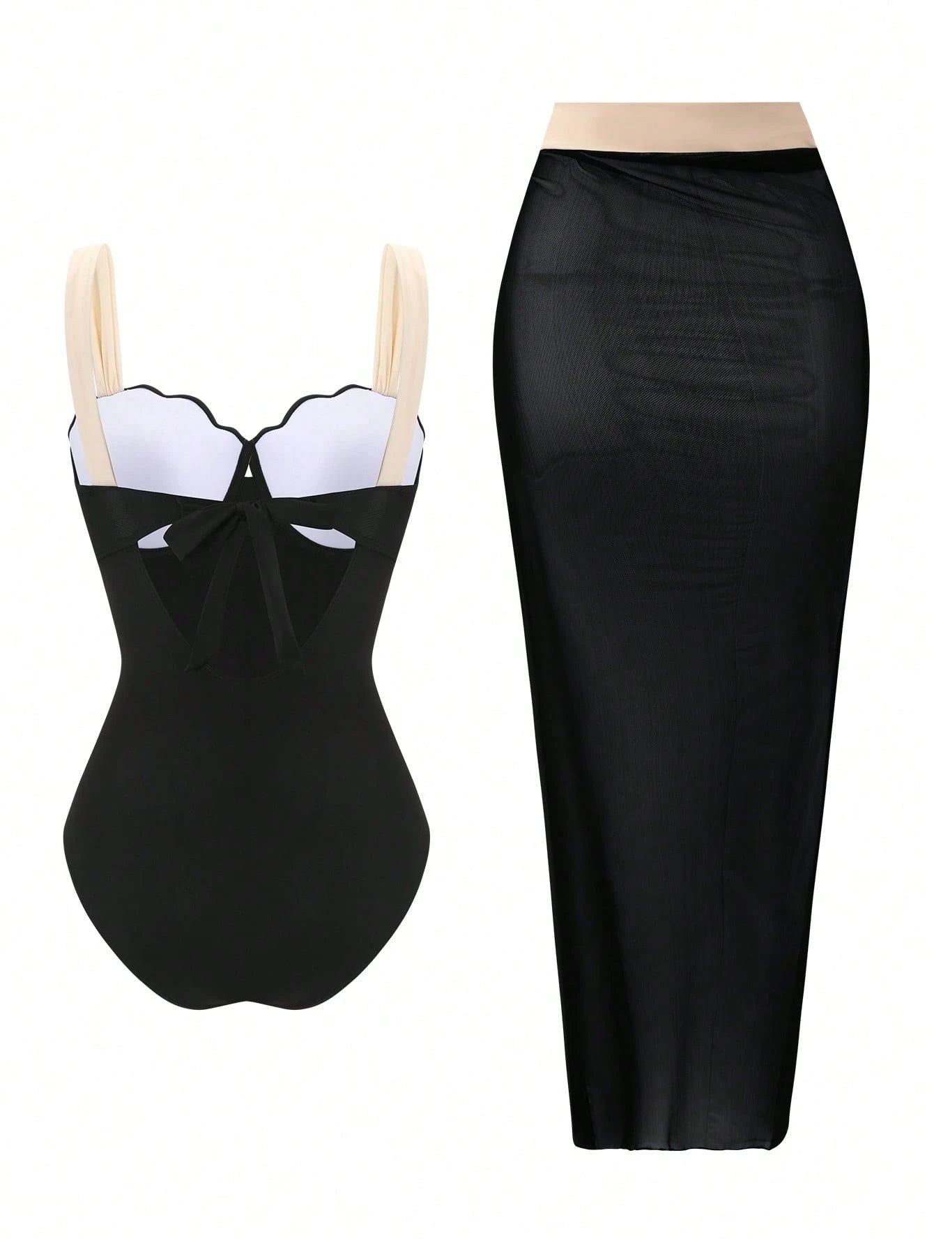 Swim Oasis 2026 Spring/Summer New Fashion Vacation Hard Cup Contrast Color Plus Size Women One-Piece Swimsuit + Skirt Premium Set Beachwear