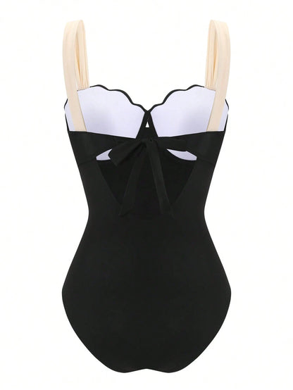 Swim Oasis 2026 Spring/Summer New Fashion Vacation Hard Cup Contrast Color Plus Size Women One-Piece Swimsuit + Skirt Premium Set Beachwear