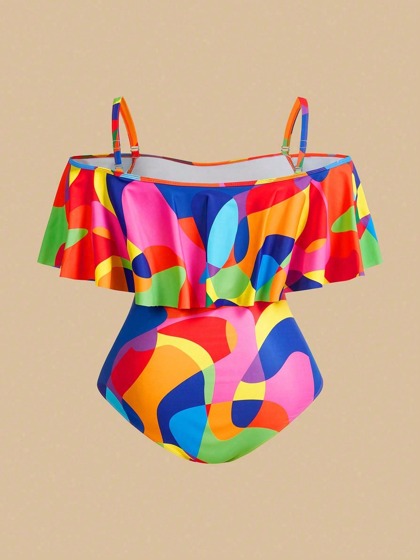 Swim Oasis Plus Size Geometric Print One Piece Swimsuit Set For Summer Beach Vacation