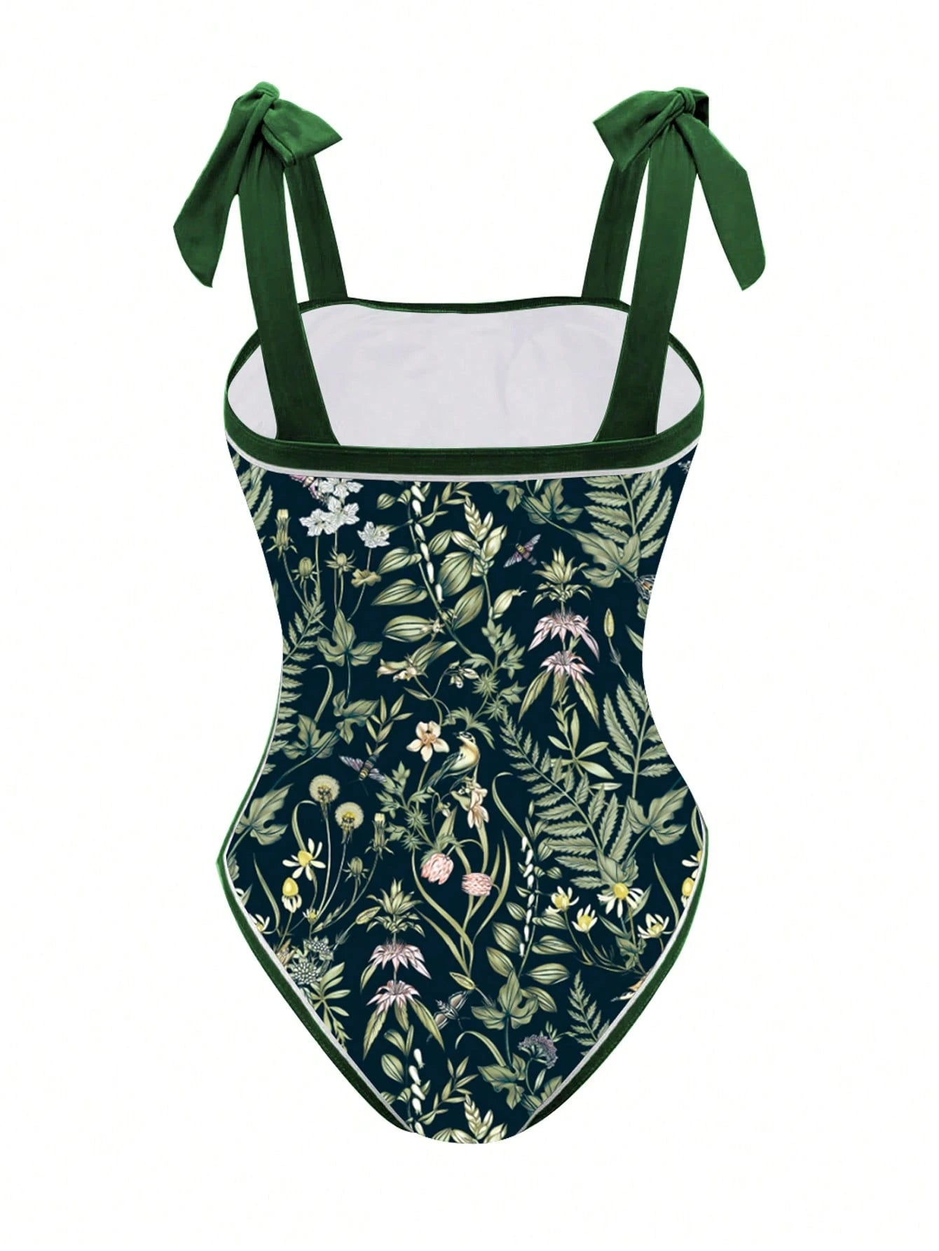 Swim Oasis Plus Size Tropical Plant Print Twist Adjustable Strap One-Piece Swimsuit With Matching Skirt For Summer Beach Vacation