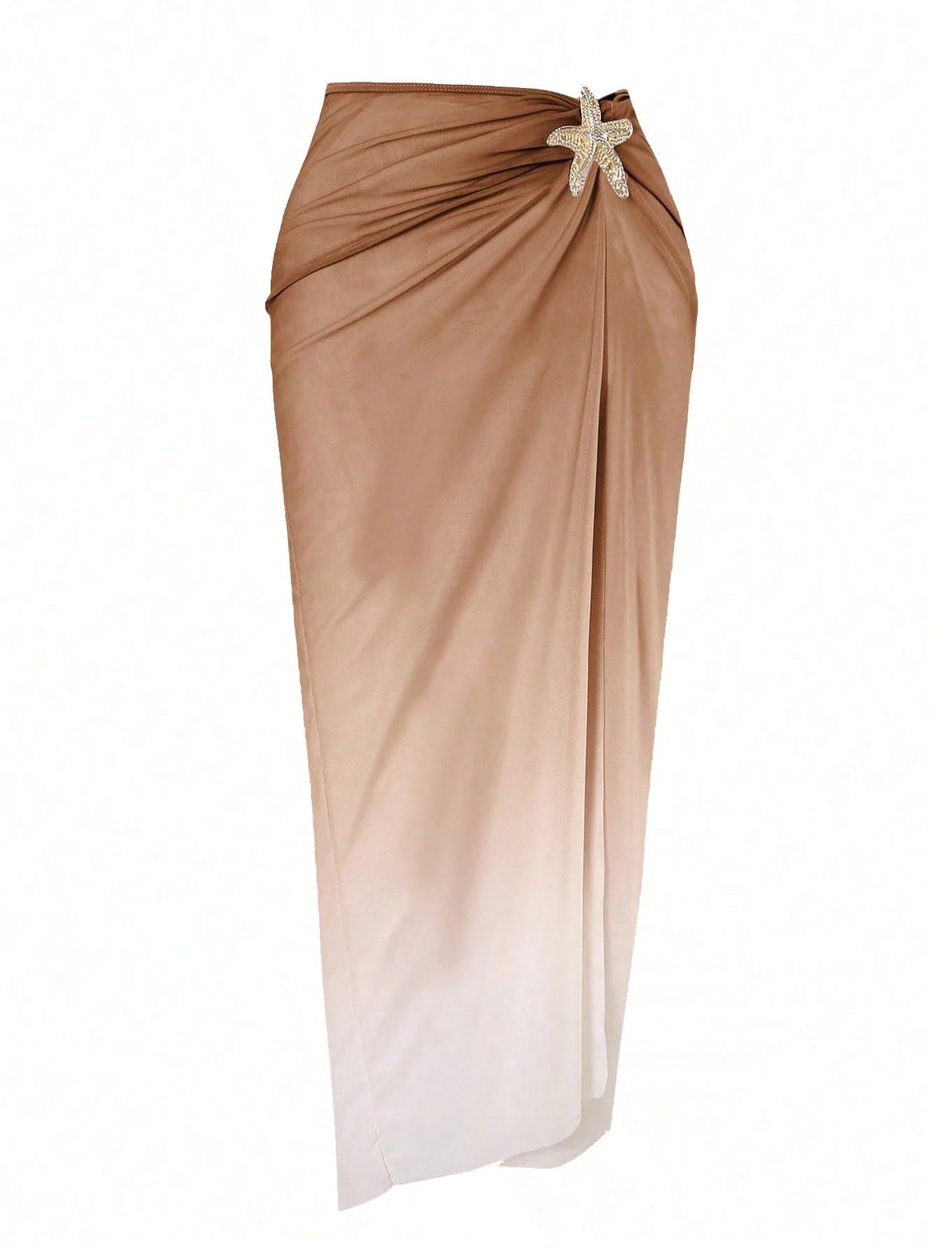 Swim Oasis Plus Size Women Ombre Metal Starfish Decor Casual Summer Beach Cover-Up & Skirt Set