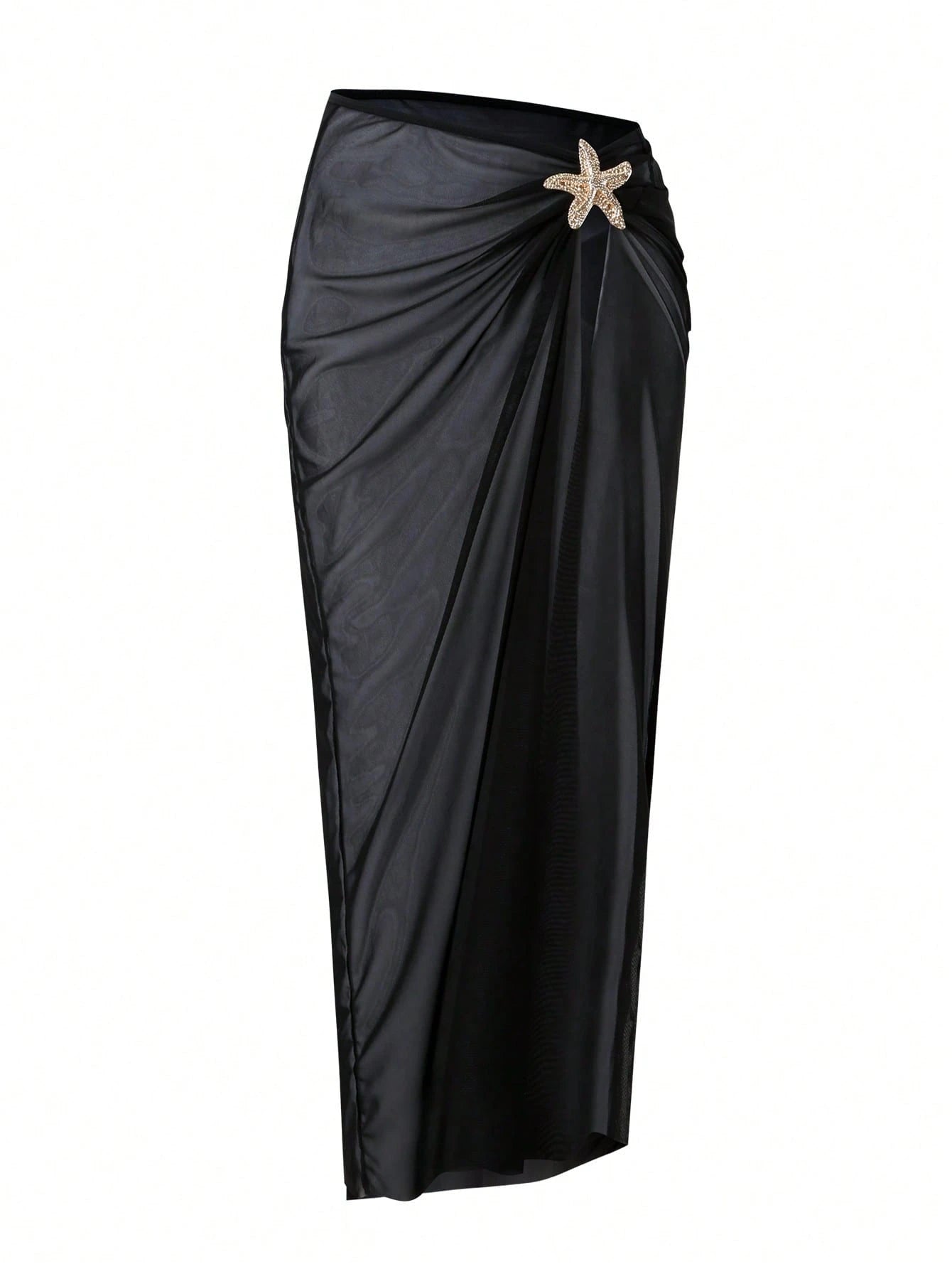 Swim Oasis Plus Size Women Ombre Metal Starfish Decor Casual Summer Beach Cover-Up & Skirt Set