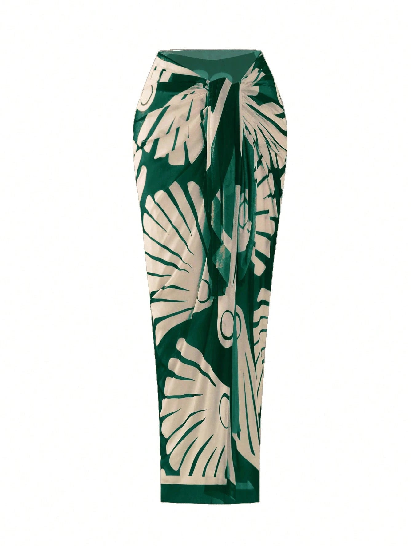 Swim Oasis Plus Size Women's Criss-Cross Halter Hollow-Out Bikini Set,High-Waisted Bottom & Mesh Maxi Dress,Sage Green,Summer,Elegant,Beach,Vacation,Holiday