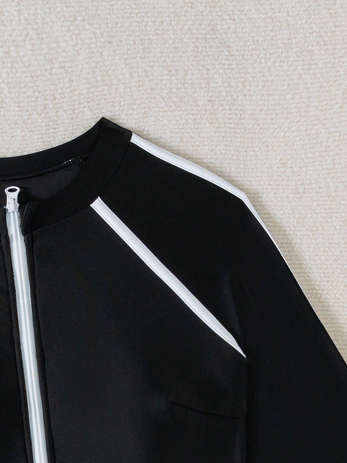 Swim SPRTY Latest Contrast Color Holiday Beach Long Sleeve Round Neck Zipper Contrast Color Women Rashguard Summer