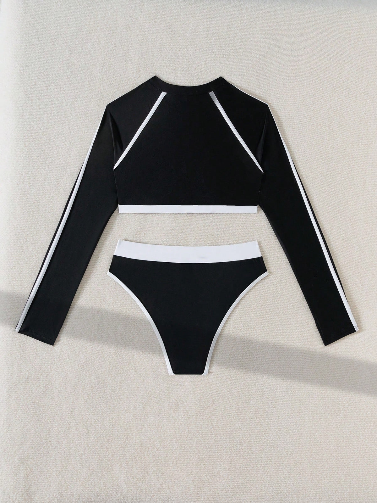Swim SPRTY Latest Contrast Color Holiday Beach Long Sleeve Round Neck Zipper Contrast Color Women Rashguard Summer