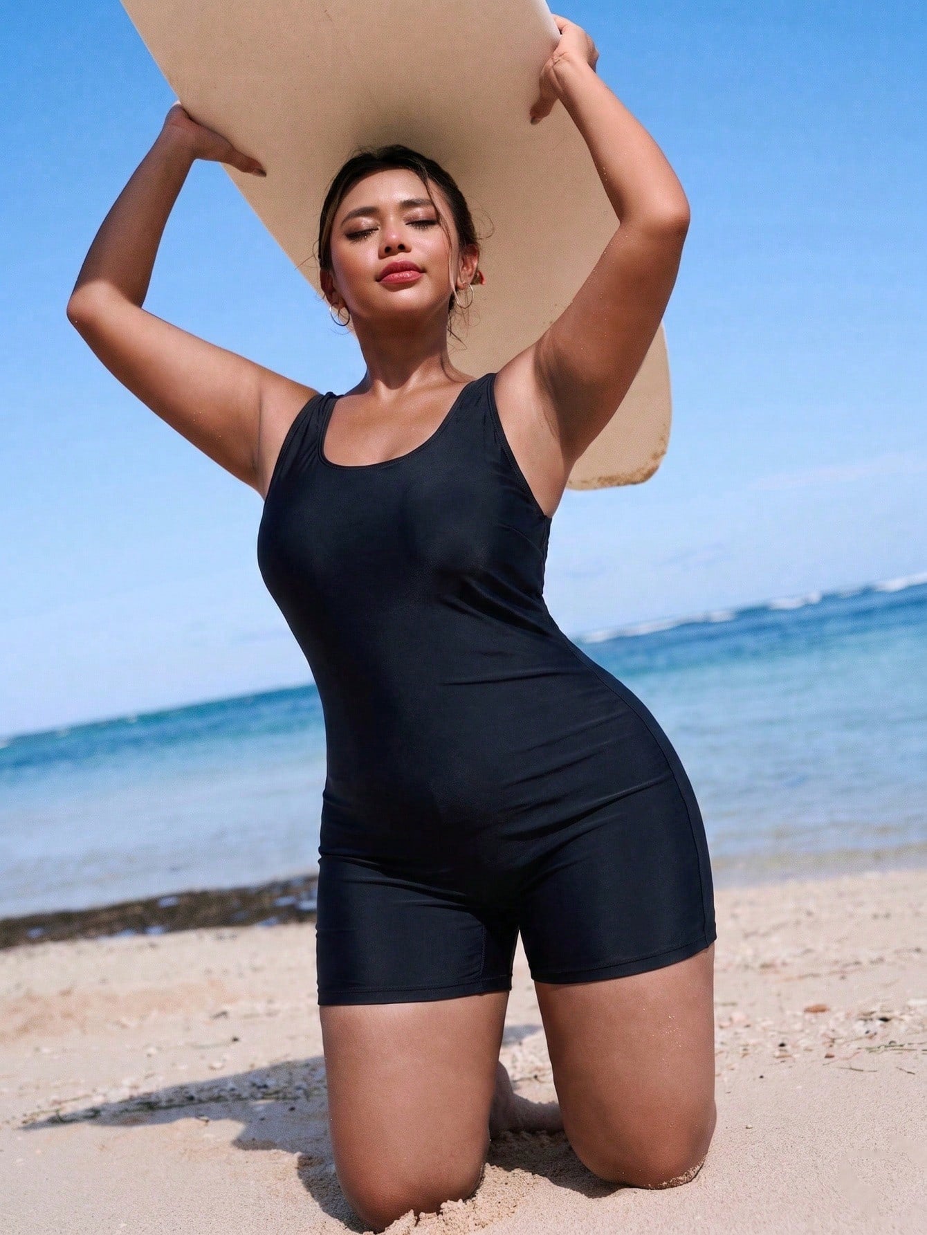 Swim SPRTY Plus Size Women's One-Piece Floral Print Sleeveless Backless Hollow Out Casual One-Piece Swimsuit For Beach Cycling, Vacation Sports White Summer