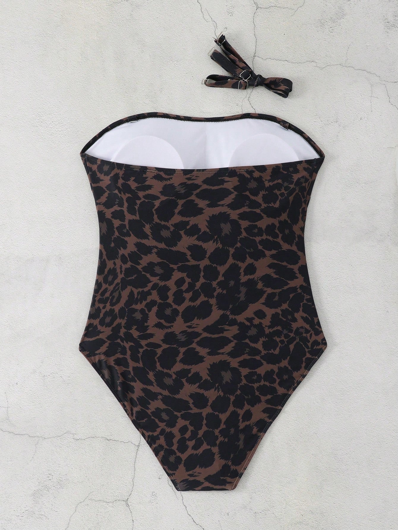 Swim SXY 2026 Spring/Summer New Leopard Print Fabric Strapless One-Piece Swimsuit, Detachable Straps, Vacation/Beach/Pool/Party Wear, Sexy