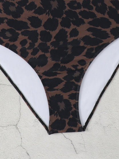 Swim SXY 2026 Spring/Summer New Leopard Print Fabric Strapless One-Piece Swimsuit, Detachable Straps, Vacation/Beach/Pool/Party Wear, Sexy