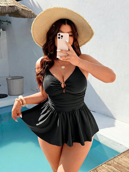 Swim Vcay 2026 New Vacation Summer Plus Size Camisole Swim Dress + Triangle Bikini Bottoms Beach Sexy