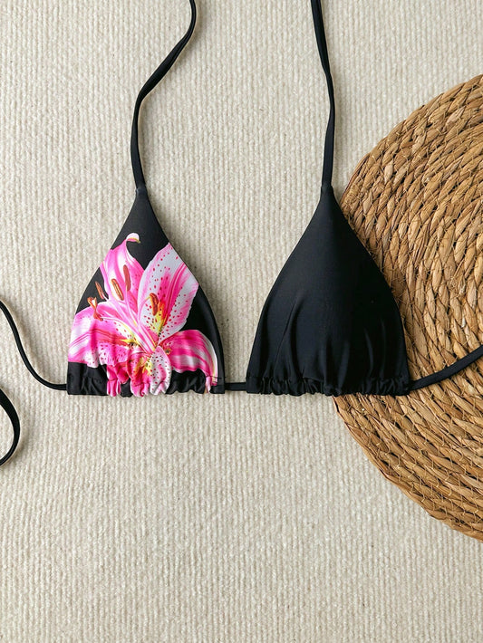 Swim Vcay New Summer Fashion Beachwear: Sexy And Elegant Floral Print Bikini Top –Swimsuits For Woman.Vacation Outfits Women.