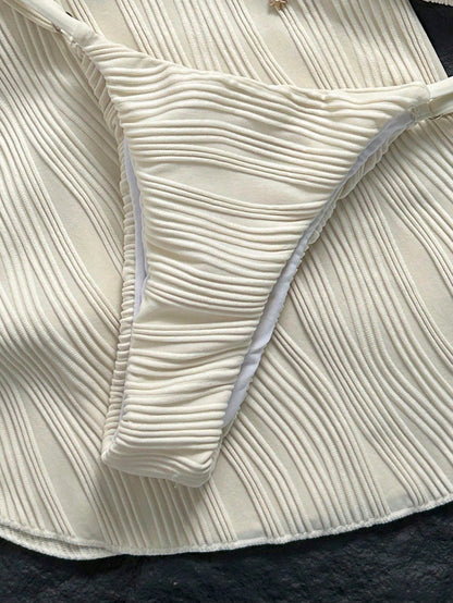 Swim Vcay Women's Spring/Summer Jacquard Fabric Halter Neck Skirt Bikini Set