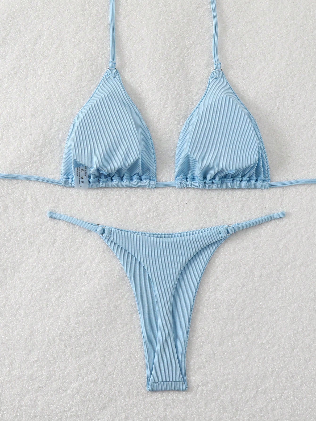 Swim Vcay Women's Summer Beach Solid Color Halter Neck Bikini Set With Separated Bikini Set