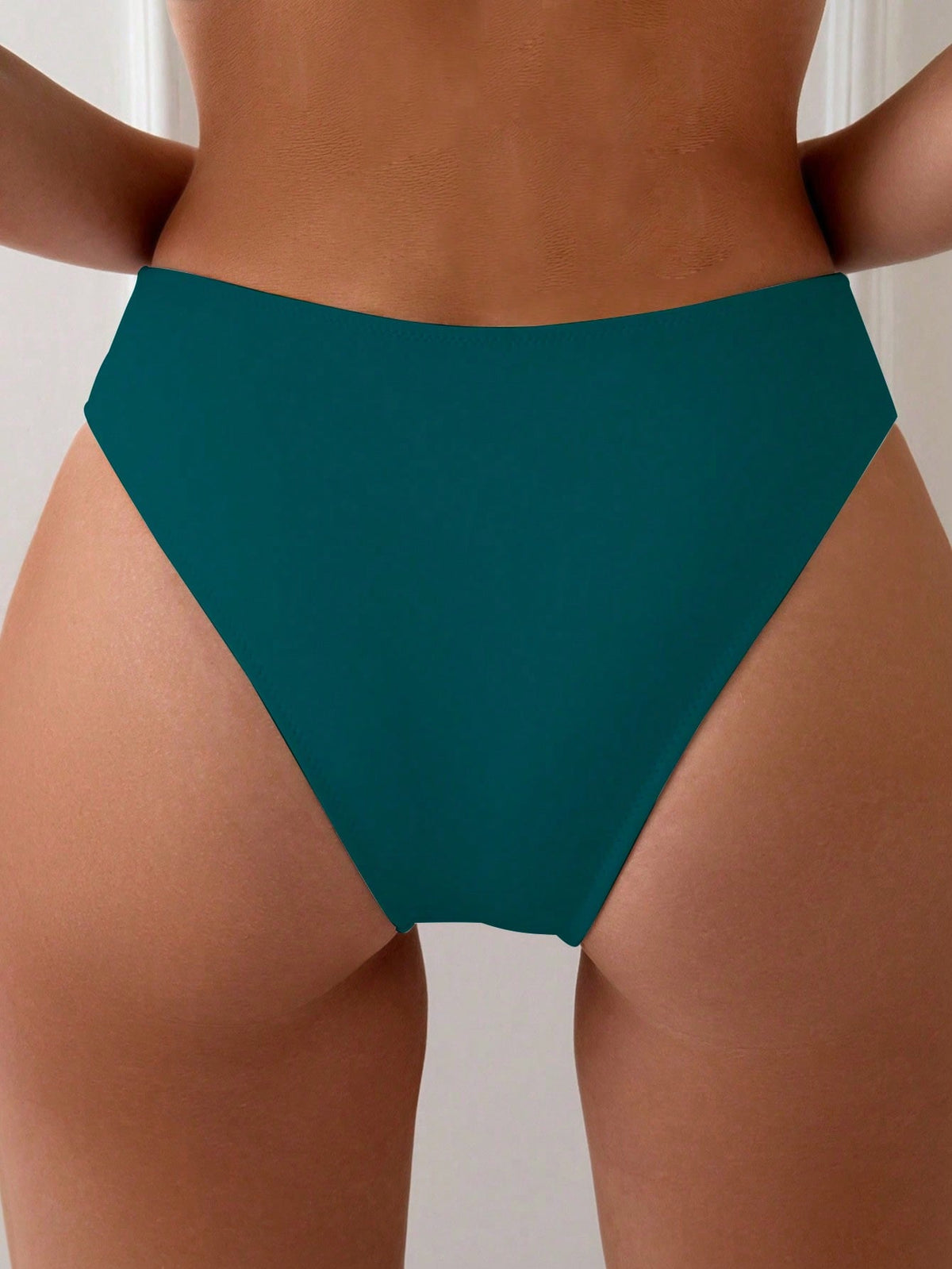 Swim Vcay Women's Summer Beach Solid Color Side Hollow Design Bikini Bottom