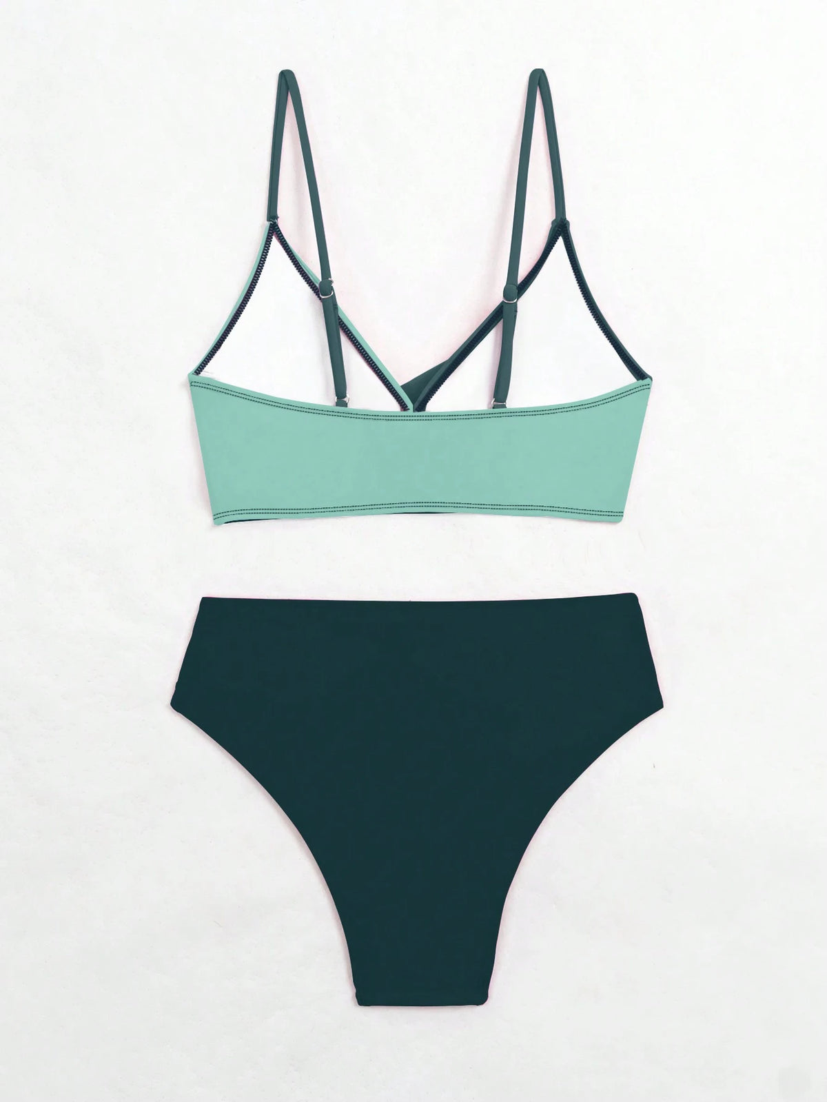 Swim Women's Summer Beach Colorblock Sexy Cross Front Bikini Set
