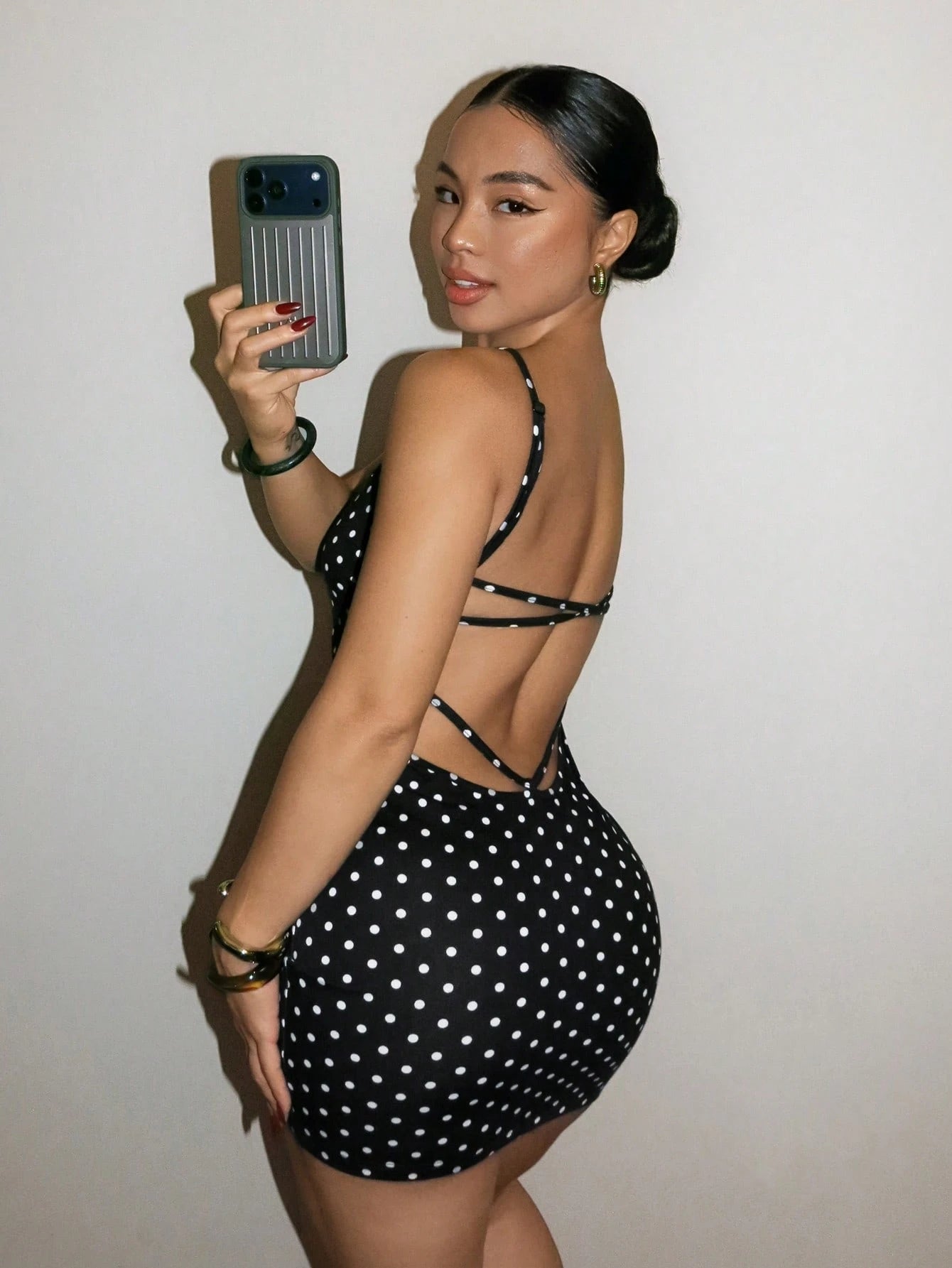 SXY Black And White Polka Dot Polka Dot Sexy Backless Mini Dress, Summer Club Night Night Out