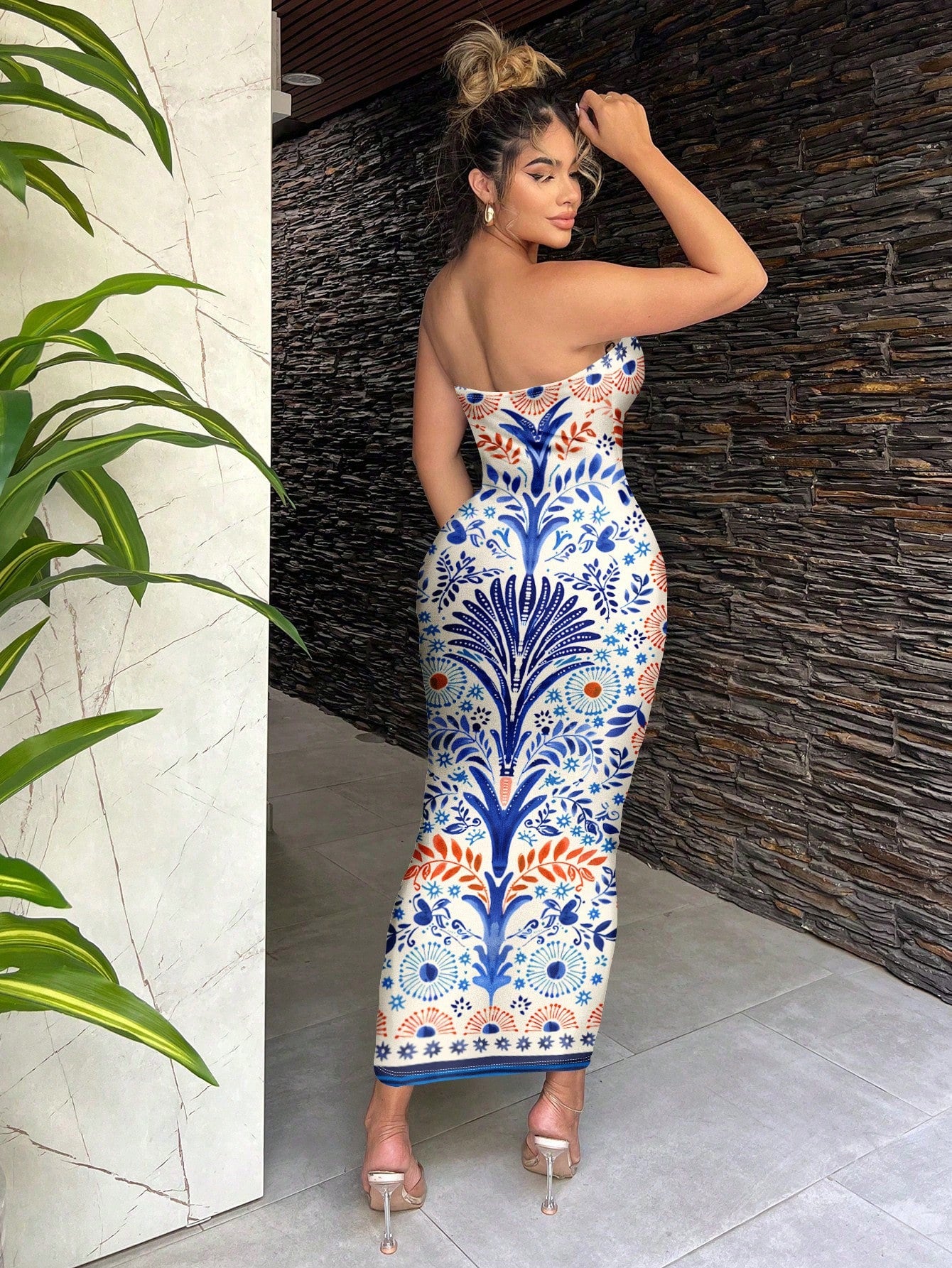 SXY Bohemian Floral Print Maxi Beach Vacation Casual Dress For Women Summer Sundresses Tube Midi Boho Clothes Chic Cream