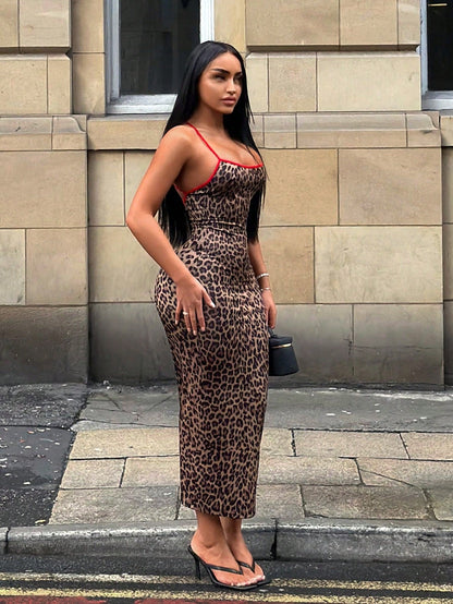 SXY Solid Criss-Cross Backless Bodycon Dress Concert Long Summer Coquette Prom Sexy Valentine Day Colorblock Club Night Red And Leopard Print