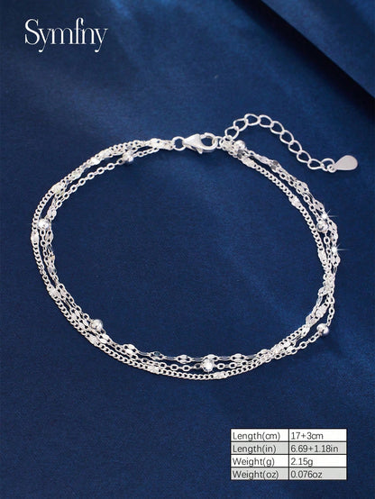SYMFNY 1 Stylish, Elegant, And Sparkling 925 Sterling Silver Multi-Strand Bracelet, Perfect For Women To Wear Daily, To Parties, Or On Holidays