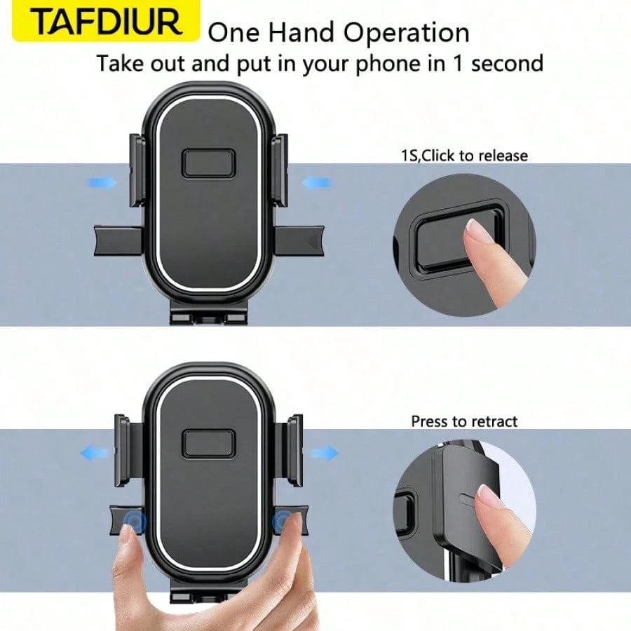 TAFDIUR Car Phone Holder, Anti-Shake One-Click Locking Car Air Vent Mount With Hook Clip, Compatible With IPhone, Android And Other Phones