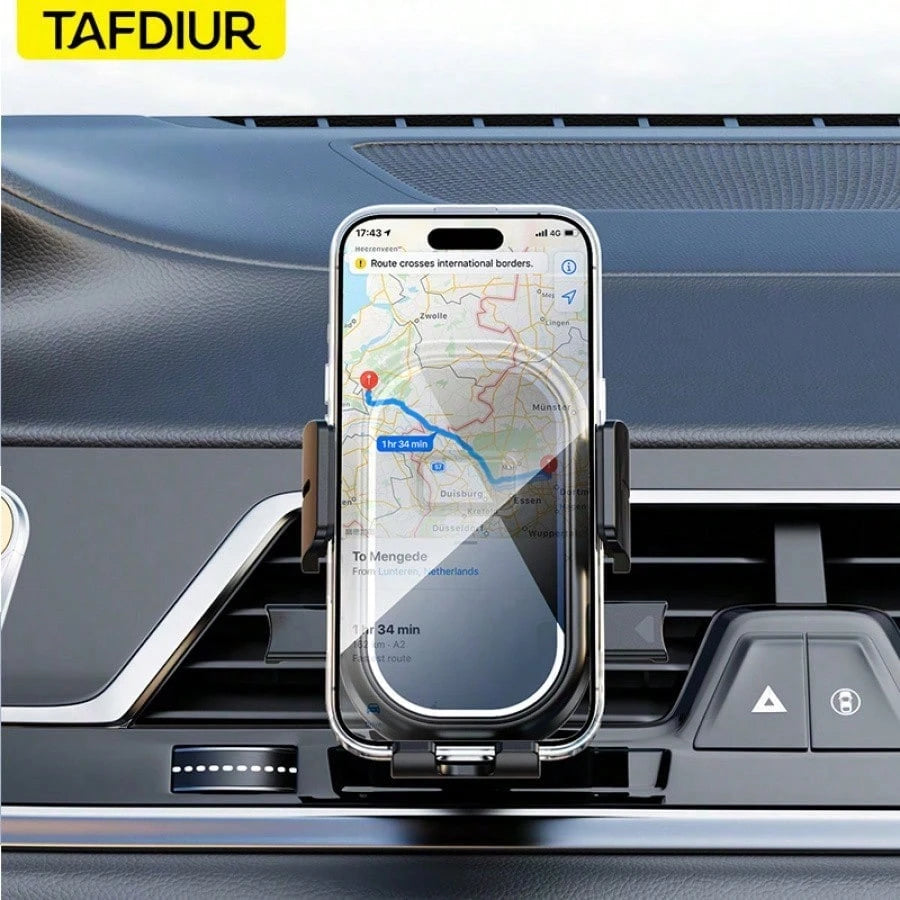 TAFDIUR Car Phone Holder, Anti-Shake One-Click Locking Car Air Vent Mount With Hook Clip, Compatible With IPhone, Android And Other Phones