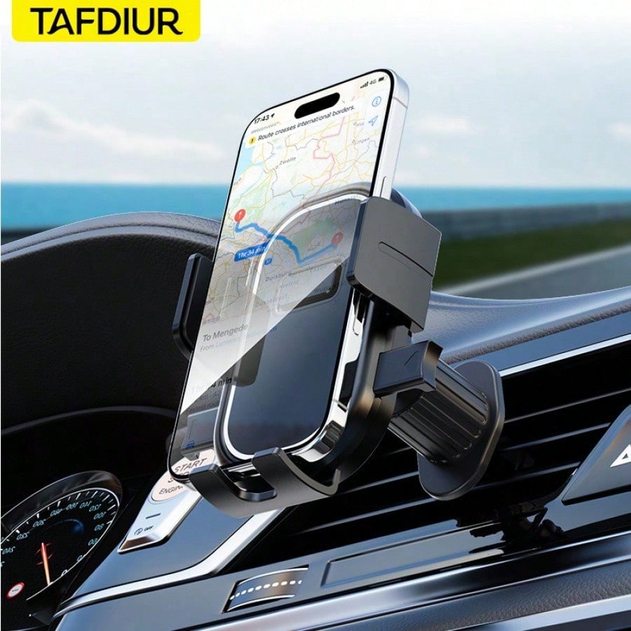TAFDIUR Car Phone Holder, Anti-Shake One-Click Locking Car Air Vent Mount With Hook Clip, Compatible With IPhone, Android And Other Phones