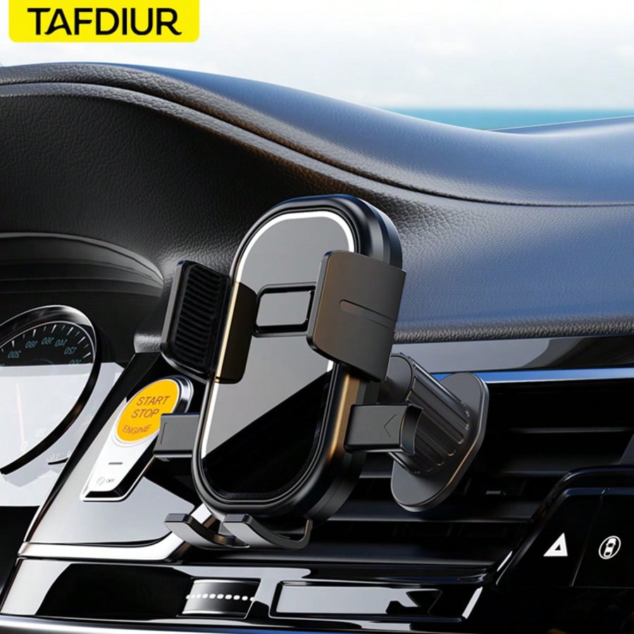TAFDIUR Car Phone Holder, Anti-Shake One-Click Locking Car Air Vent Mount With Hook Clip, Compatible With IPhone, Android And Other Phones