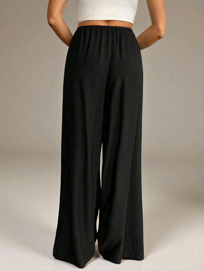 Tall Women's Black Summer Casual Vacation Pants,Elegant High Waist Wide Leg Straight Leg Baggy Trousers,Business Office Work Wear,Y2k Streetwear Fashion, Tall Women