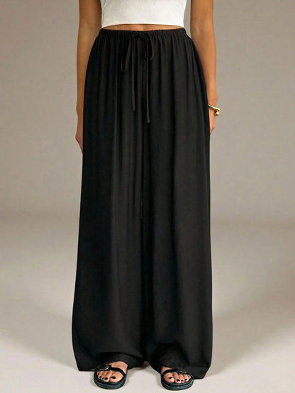 Tall Women's Black Summer Casual Vacation Pants,Elegant High Waist Wide Leg Straight Leg Baggy Trousers,Business Office Work Wear,Y2k Streetwear Fashion, Tall Women