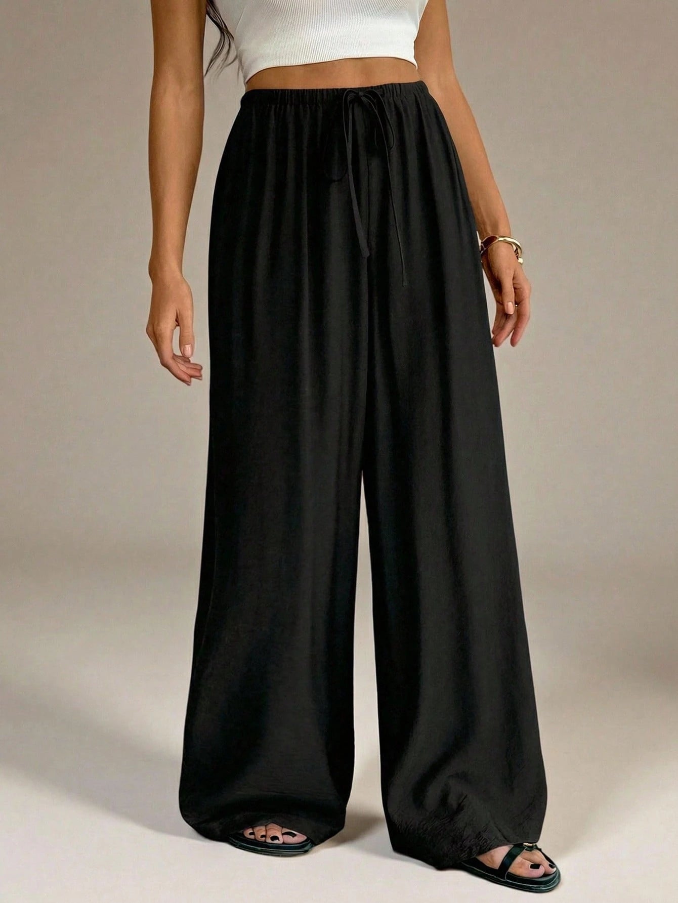 Tall Women's Black Summer Casual Vacation Pants,Elegant High Waist Wide Leg Straight Leg Baggy Trousers,Business Office Work Wear,Y2k Streetwear Fashion, Tall Women