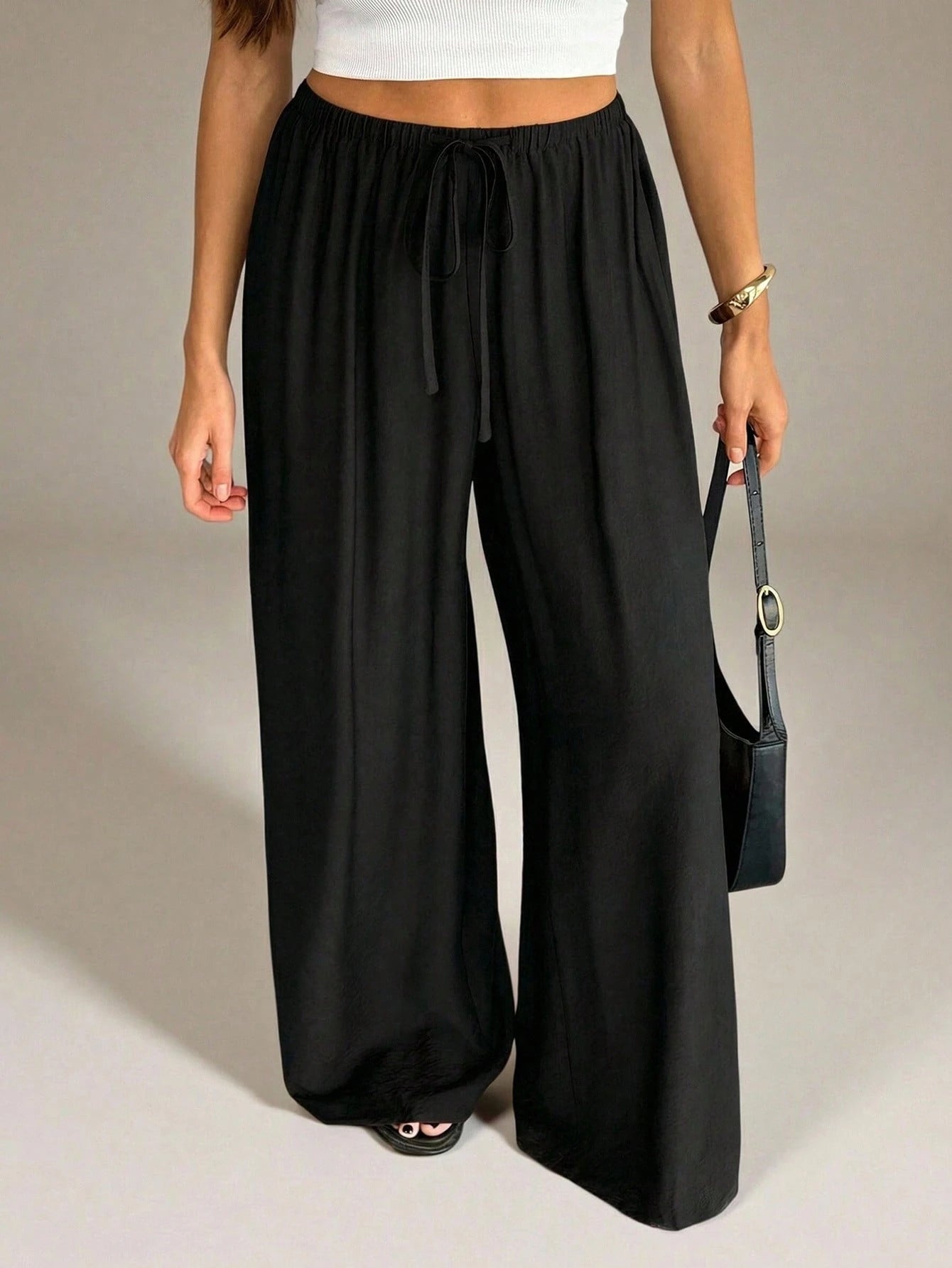 Tall Women's Black Summer Casual Vacation Pants,Elegant High Waist Wide Leg Straight Leg Baggy Trousers,Business Office Work Wear,Y2k Streetwear Fashion, Tall Women