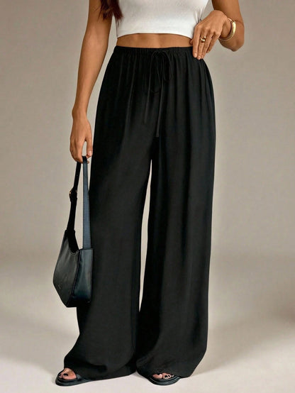 Tall Women's Black Summer Casual Vacation Pants,Elegant High Waist Wide Leg Straight Leg Baggy Trousers,Business Office Work Wear,Y2k Streetwear Fashion, Tall Women
