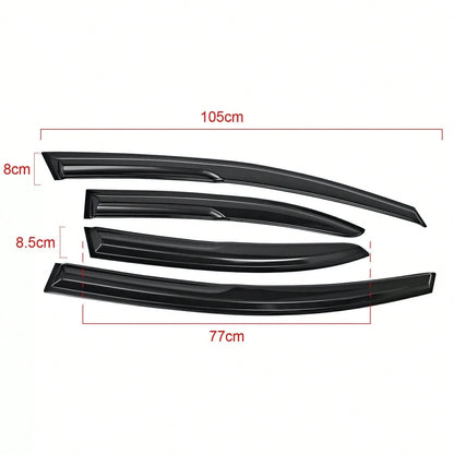 Tape On Window Visor Compatible With 2006-2011 H-Onda Civic Sedan Only, Slim Style Acrylic Smoke Tinted Sun Rain Wind Guards Shield Vent Wind Deflector