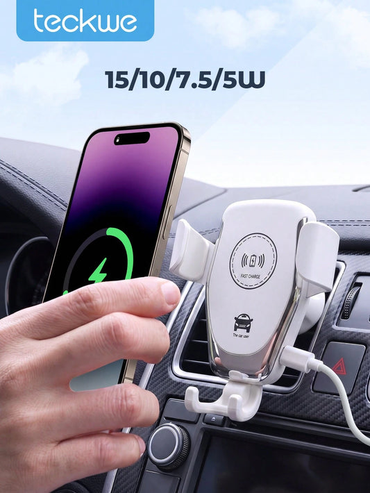 Teckwe Wireless Car Charger Mount, 15W Fast Charging Auto-Clamping Car Phone Holder For Air Vent, Qi Charger For All Phones