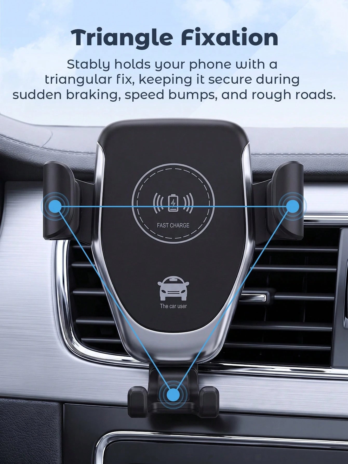 Teckwe Wireless Car Charger Mount, 15W Fast Charging Auto-Clamping Car Phone Holder For Air Vent, Qi Charger For All Phones