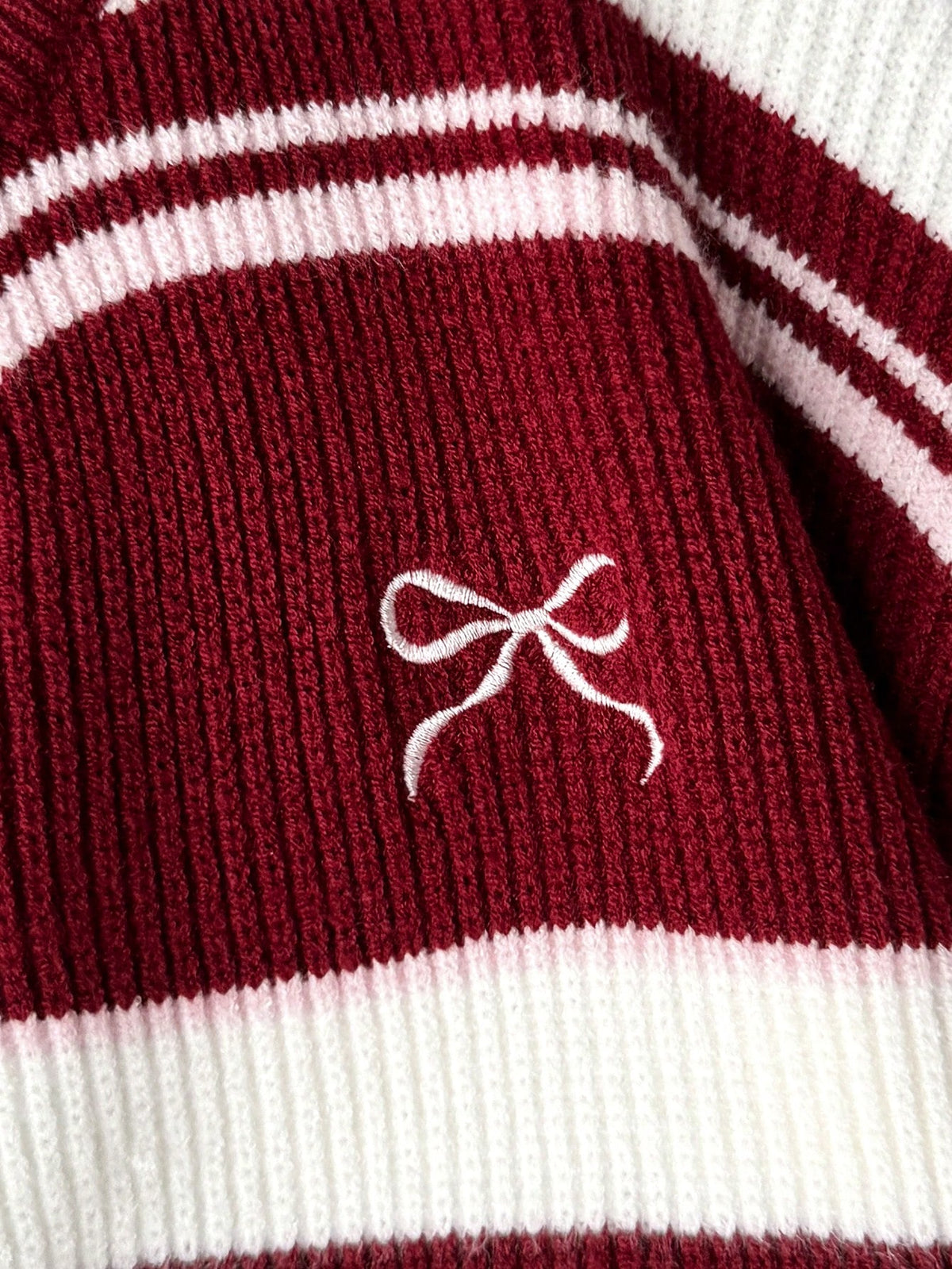 Teenage Girls' V-Neck Striped Knit Pullover Sweater, Casual Contrast Color Varsity Sweaters Cropped Sweater Preppy Sweater Striped Sweater Bow Sweater