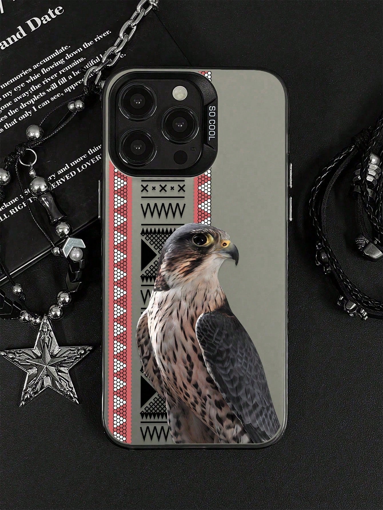 The New Series Of Creative And Fashionable IMD Laser Phone Cases,Falcon With Geometric Patterns, Classic Hybrid Phone Cases With Shock Resistance And Anti Slip, Compatible With Iphone 17/17Air/17Pro