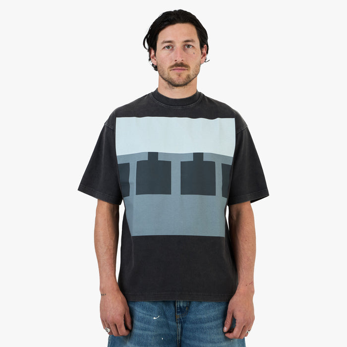 The Trilogy Tapes Block T-Shirt / Black Acid Wash